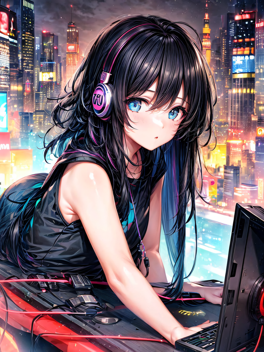 Neo Osaka Headphone Girl 40- 45 pAInter | AI絵師・AI 